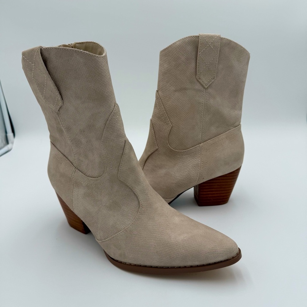 Coconuts By Matisse Bambi Leather Western Cowgirl High Heel Ankle Boots 7.5 NWOT